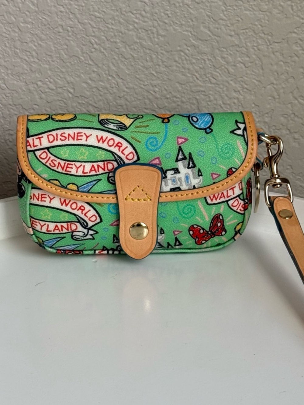 Disney Parks Dooney & Bourke Green Sketch Wristlet Wallet-Retired